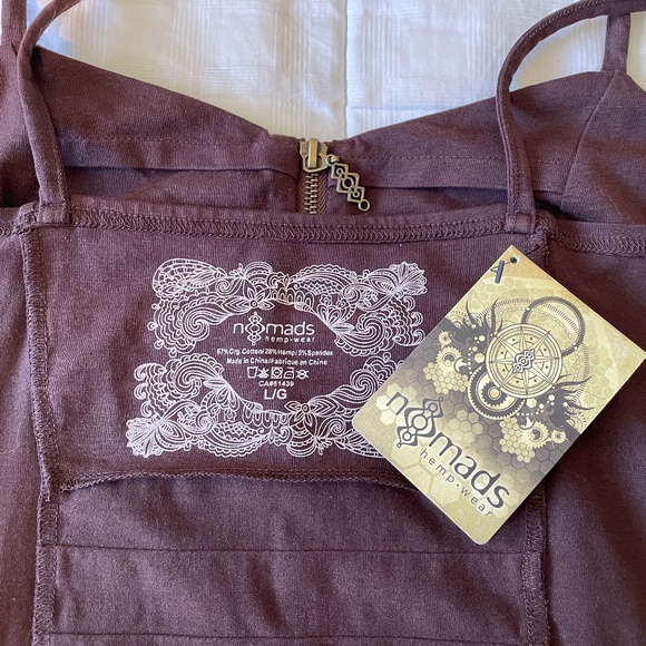 *NWT* NOMADS HEMP WEAR Brown Organic Cotton Dress with Zipper Front size Large - Picture 7 of 7